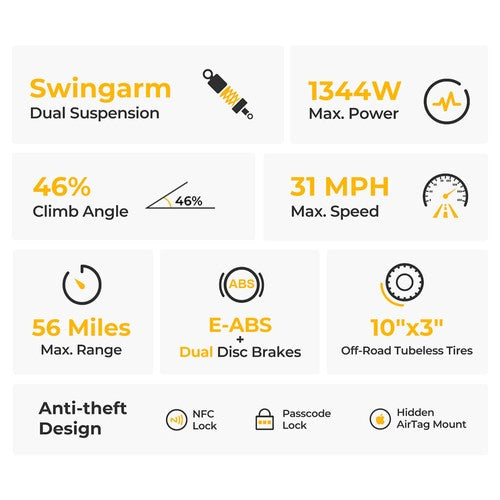 Trottinette électrique Ausom L2 Max, moteur 1000 W, 48 V, 20,8 Ah