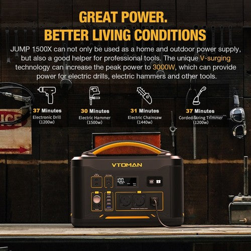 Station d'alimentation portable VTOMAN JUMP 1500X, 828 Wh