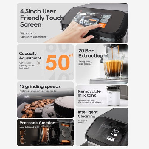 Machine à expresso automatique HiBREW H16 avec moulin, 20 bars