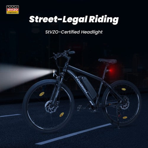 Vélo électrique tout-terrain Touroll U1 26 pouces, moteur 250 W, 36 V, 13 Ah