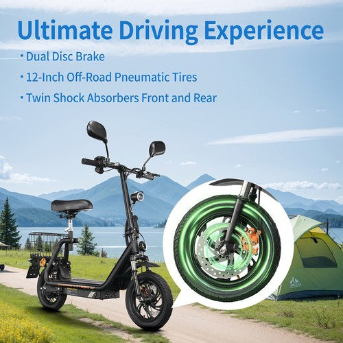 Trottinette électrique TWOFISH M5 PRO-E avec siège et panier arrière, 500 W