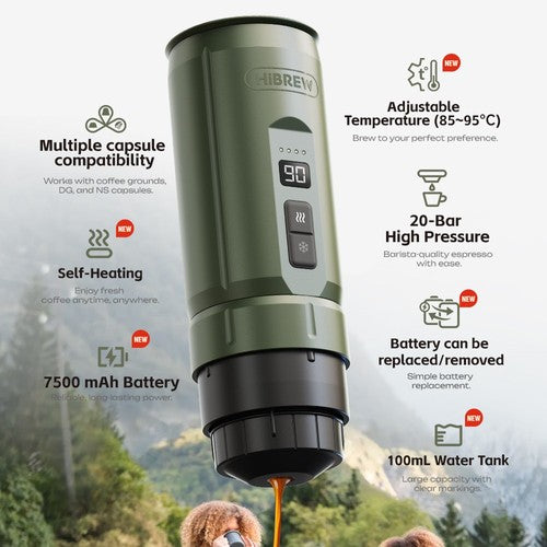 Machine à expresso portable HIBREW H4C, machine à café manuelle pour le camping