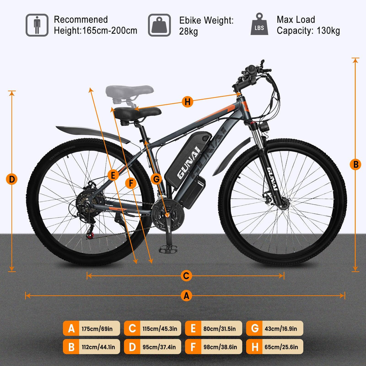 VTT électrique GUNAI GN29 750 W 29 pouces