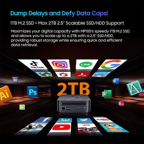 Mini PC Blackview MP100, AMD Ryzen 7 5700U 8 cœurs, 4,3 GHz max., 16 Go de RAM, SSD 512 Go