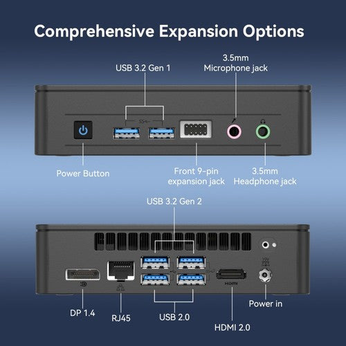 Mini PC GEEKOM Air12 Lite, Intel N100 4 cœurs, 3,4 GHz max., 8 Go de RAM, SSD 256 Go