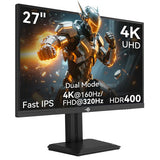 Écran de jeu TITAN ARMY P2712V, IPS rapide de 27 pouces, 3840 × 2160 à 160 Hz et 1920 × 1080 à 320 Hz