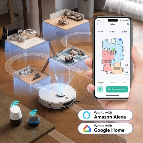 Aspirateur robot Tesvor S8 Max, 3 en 1, aspirateur/balai/serpillière, 8 000 Pa