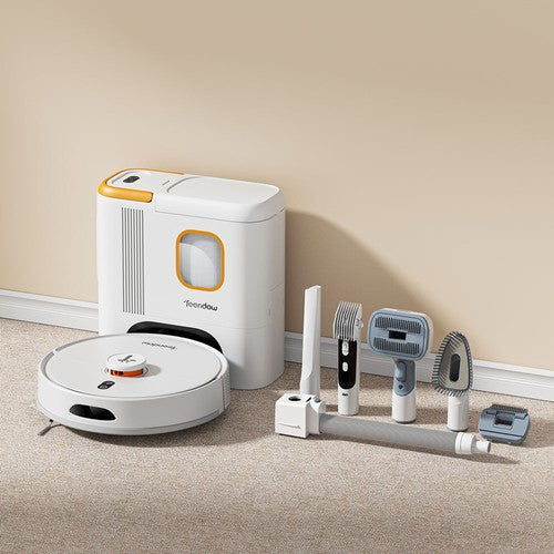 Teendow D20S MAX+ Robot aspirateur et outil de toilettage pour animaux 2 en 1, 6 000 Pa