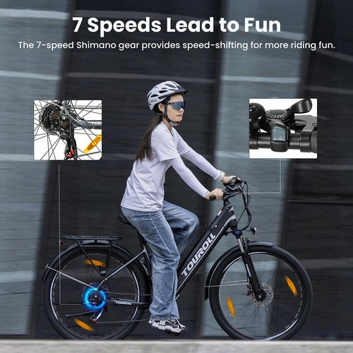 Vélo électrique Touroll J1 ST 27,5 pouces avec moteur 250 W 36 V 15,6 Ah