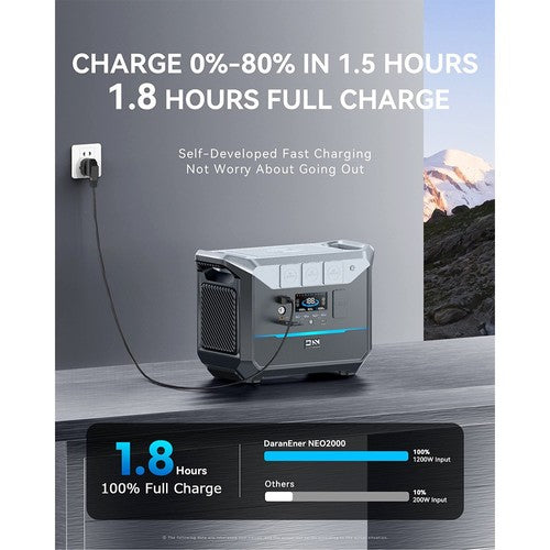 Centrale électrique portable DaranEner NEO2000, générateur solaire à batterie LiFePO4 2073,6 Wh, 2000 W
