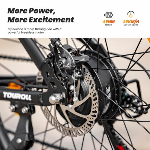 Vélo électrique tout-terrain Touroll U1 26 pouces, moteur 250 W, 36 V, 13 Ah